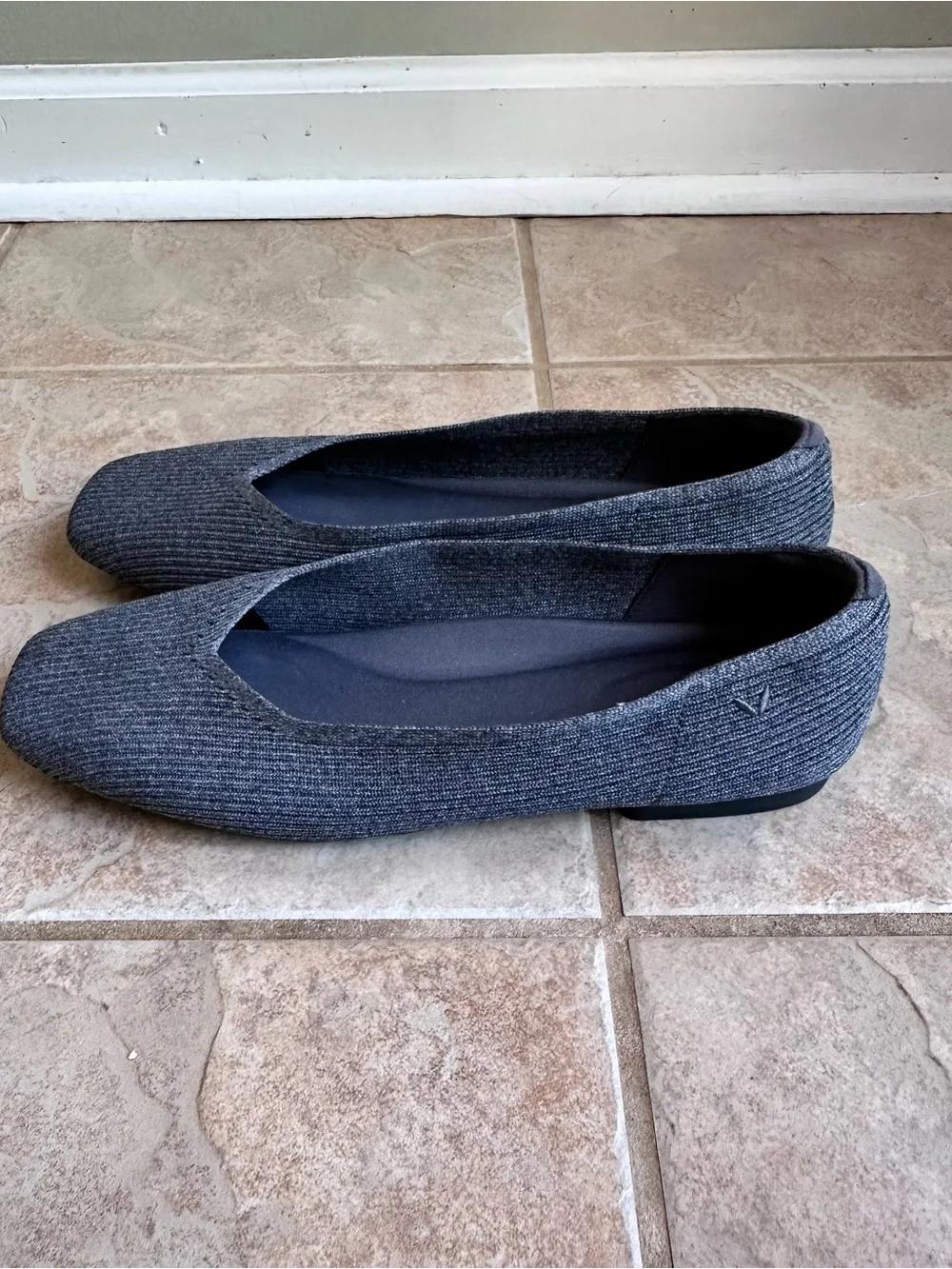 VIVAIA Margot 2.0 Square Toe Knitted Flats Gray Worn Once!​